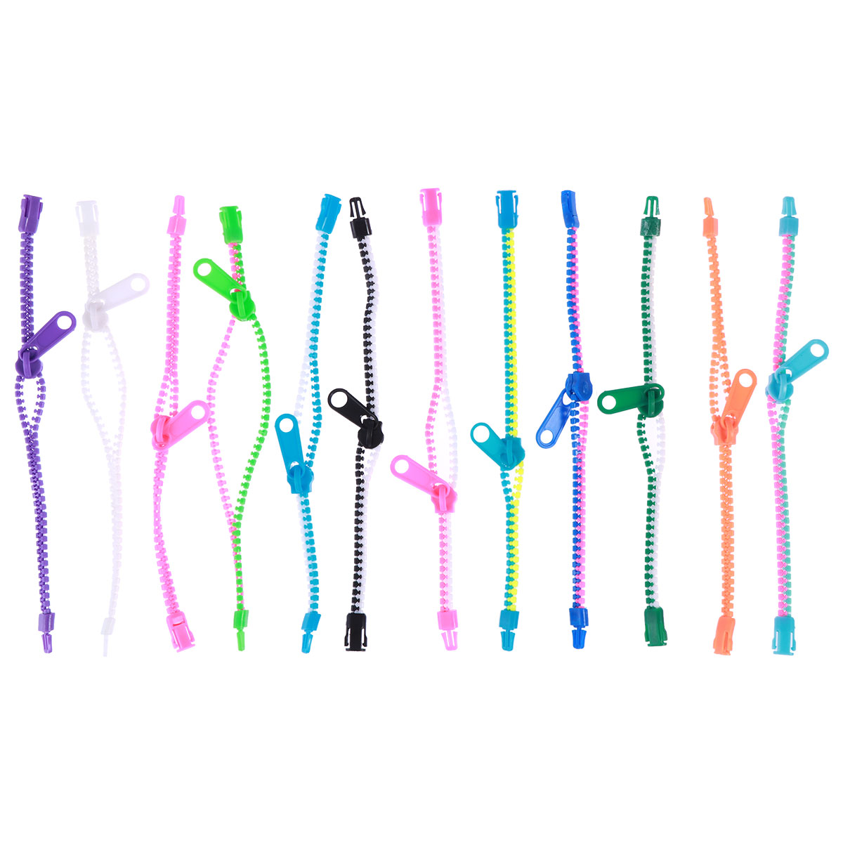Meijiashe 48PCS Friendship Fidget Zipper Bracelets Sensory Toys Bulk Set Neon Colors, Kit for Birthday, Party Favors for Kids Goodie Bags Easter Egg Basket Stuffers Pinata Filler Small Prizes